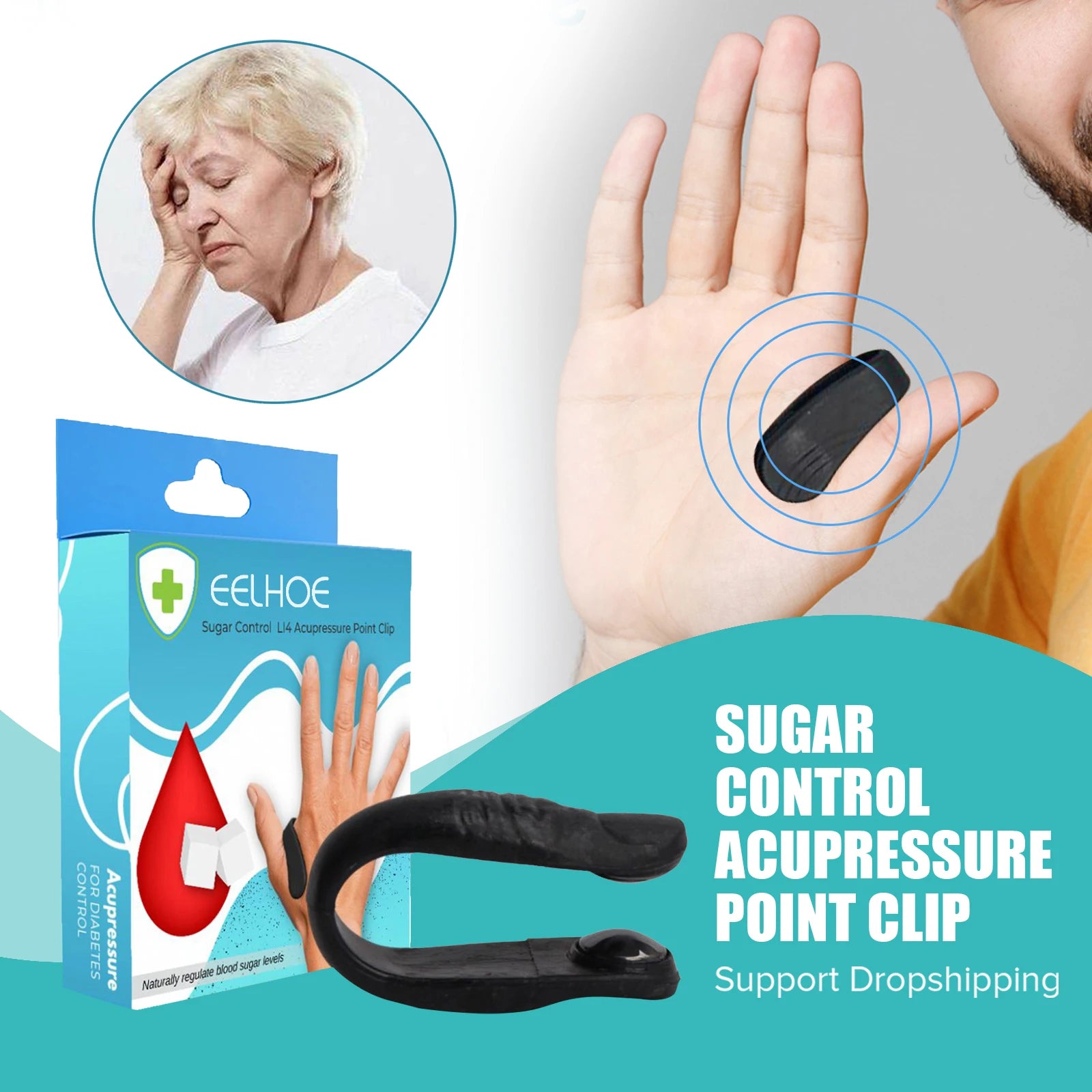 Sugar Control Acupressure Point Clip for Diabetic